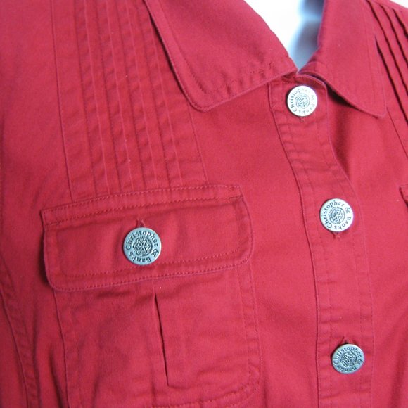 Christopher & Banks Stretch Denim Jacket  Sz M RED - Picture 3 of 8